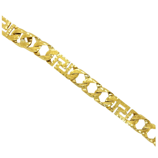 CUSTOM MADE CUBAN BRACELET WITH SATIN FINISH, DIAMOND CUT, AND GREEK KEY DESIGN ED03050