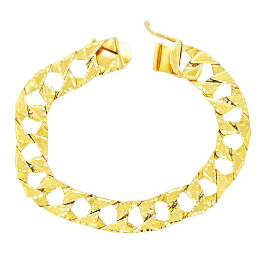 CUSTOM MADE DIAMOND CUT SQUARED  CUBAN BRACELET 28.00 GM