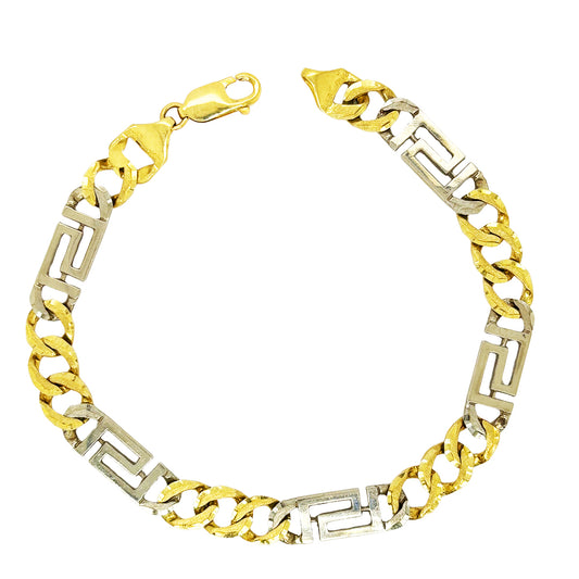 CUSTOM MADE CUBAN WITH GREEK KEY AND DIAMOND CUT BRACELET 13.80 GM