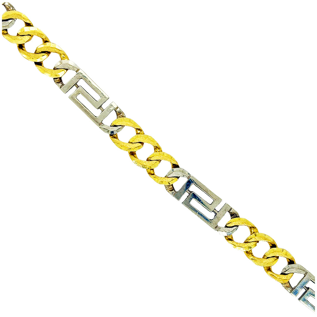 CUSTOM MADE CUBAN WITH GREEK KEY AND DIAMOND CUT BRACELET ED01380