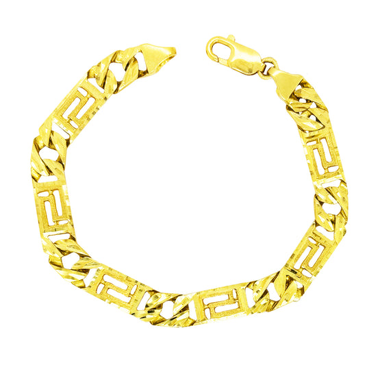 CUSTOM MADE CUBAN DIAMOND CUT AND GREEK KEY BRACELET 17.00 GM