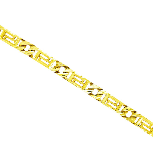 CUSTOM MADE CUBAN DIAMOND CUT AND GREEK KEY BRACELET 17.00 GM