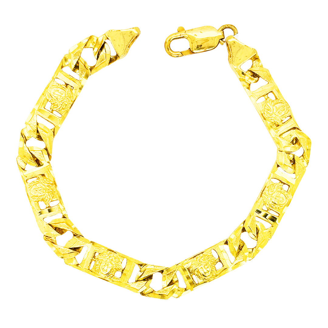 CUSTOM MADE CUBAN BRACELET WITH MEDUSA EMBLEM LINKS 19.20 GM