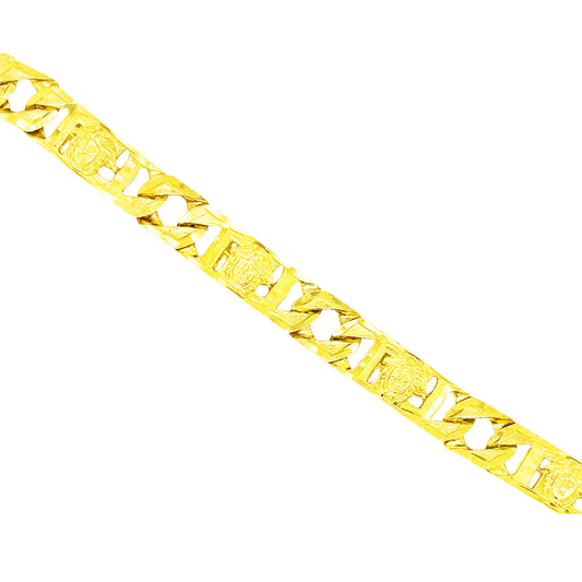 CUSTOM MADE CUBAN BRACELET WITH MEDUSA EMBLEM LINKS 19.20 GM