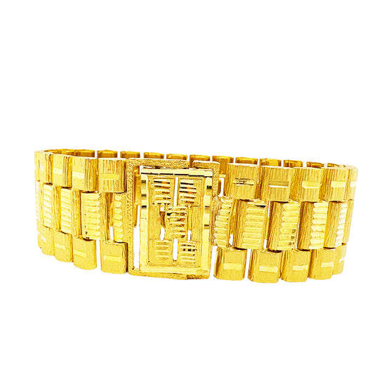 PRESIDENTIAL BRACELET WITH SATIN/ BRUSHED FINISH AND HIGH POLISHED CUTS 47.20 GM