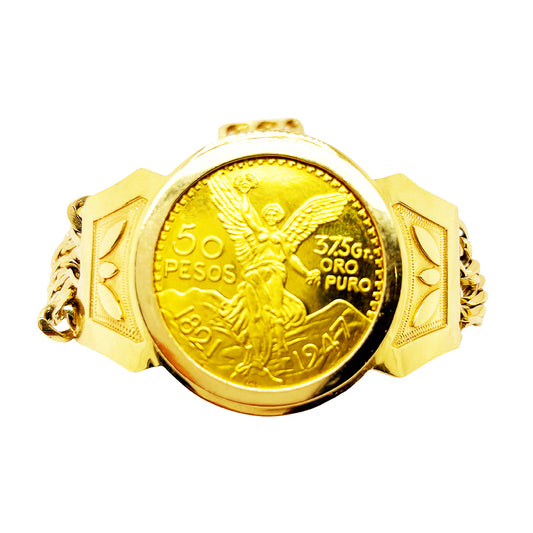 CUSTOM MADE THREE STRAND CUBAN BRACELET WITH 10K COIN IN CENTER 117.60 GM