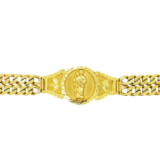 DOUBLE STRAND CUBAN BRACELET WITH SAINT JUDE EMBLEM IN CENTER 35.50 GM