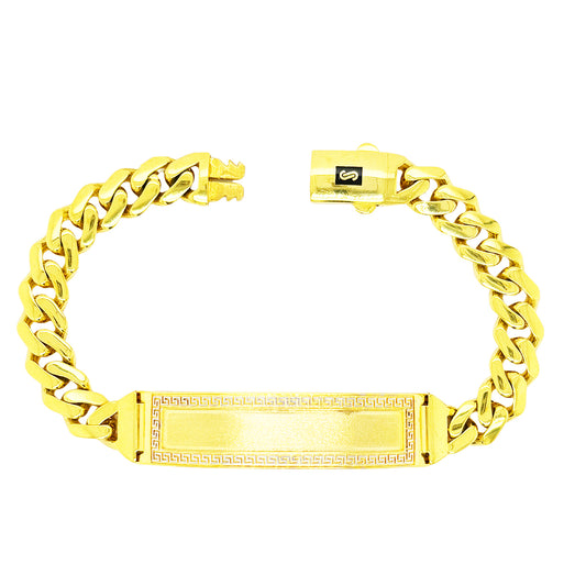 SEMI SOLID CUBAN BRACELETWITH GREEK KEY BORDER PLATE 16.40 GM