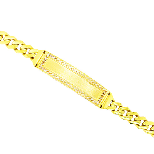 SEMI SOLID CUBAN BRACELETWITH GREEK KEY BORDER PLATE 16.40 GM
