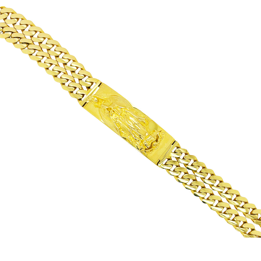 SEMI SOLID DOUBLE STRAND MIAMI CUBAN BRACELET WITH VVIRGIN MARY ON PLATE 27.60 GM