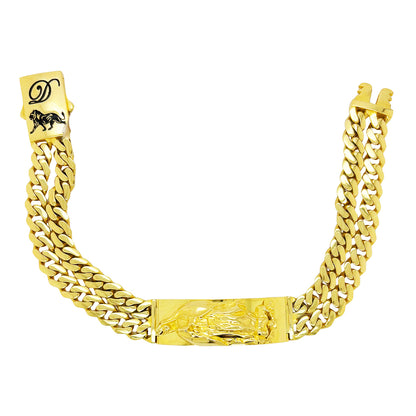 SEMI SOLID DOUBLE STRAND MIAMI CUBAN BRACELET WITH VVIRGIN MARY ON PLATE ED02760