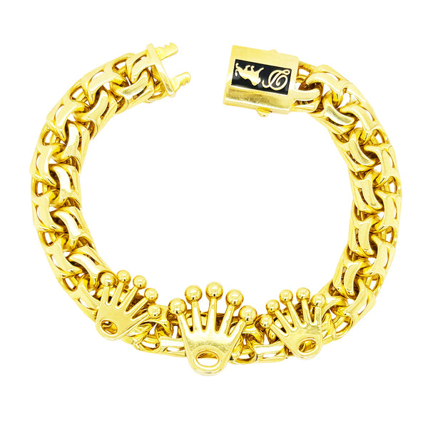 CUSTOM MADE SEMI SOLID CHINO BRACELET WITH THREE CROWN EMBLEMS ED00036