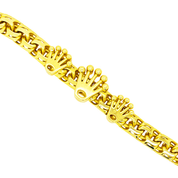 CUSTOM MADE SEMI SOLID CHINO BRACELET WITH THREE CROWN EMBLEMS ED00036