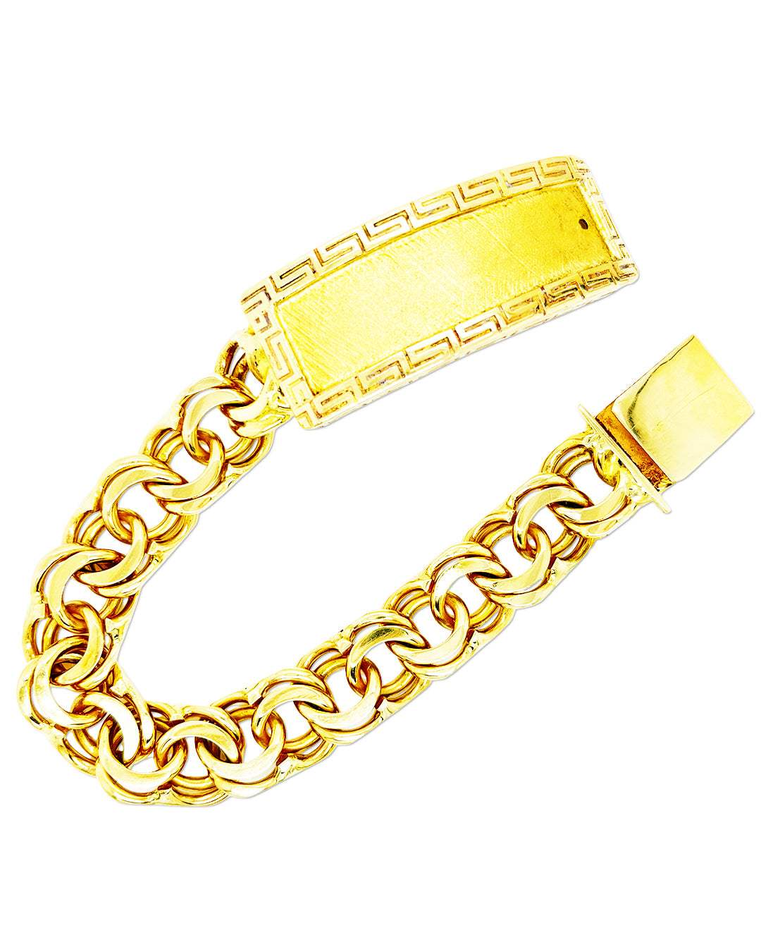 CHINO LINK BRACELET WITH GREEK KEY BORDER ON PLATE ED010090
