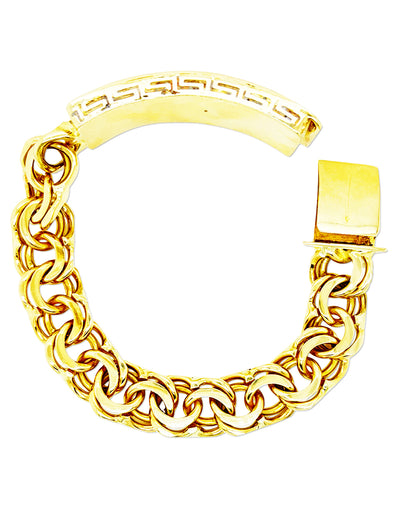 CHINO LINK BRACELET WITH GREEK KEY BORDER ON PLATE ED010090