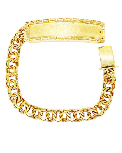 CHINO LINK BRACELET WITH GREEK KEY BORDER ON PLATE ED0004720