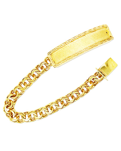 CHINO LINK BRACELET WITH GREEK KEY BORDER ON PLATE ED0004720