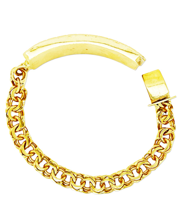 CHINO LINK BRACELET WITH GREEK KEY BORDER ON PLATE ED0004720