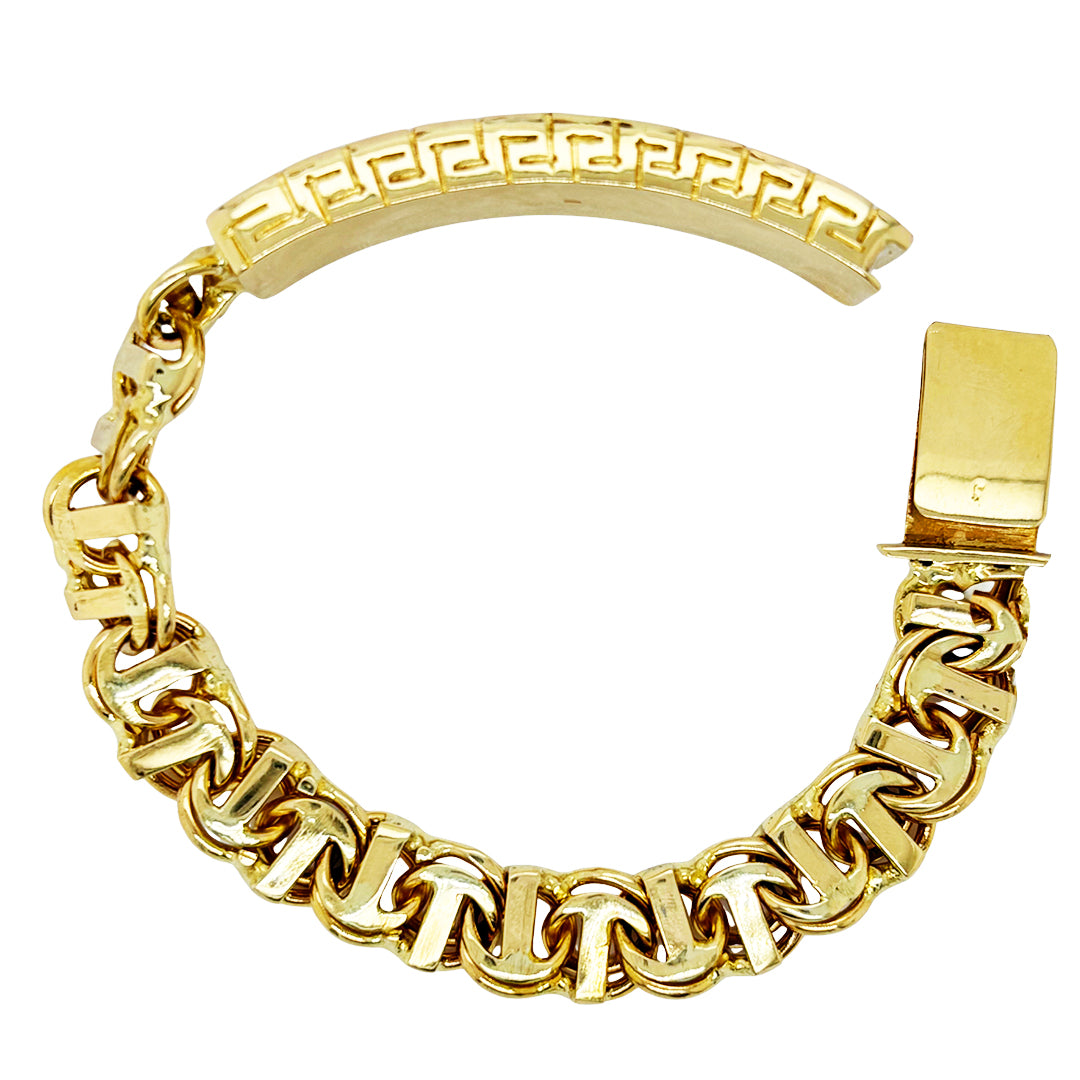 CHINO BRACELET WITH GREEK KEY ALL AROUND PLATE (T-BAR) 48.50 GM