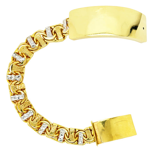 CHINO BRACELET WITH GREEK KEY AND PLAIN PLATE (T-BAR) 72.90 GM