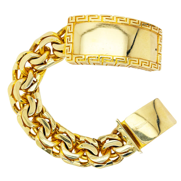 TIGHT LINK CHINO BRACELET WITH GREEK KEY ALL AROUND PLATE ED24750