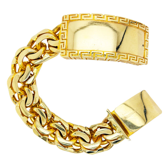 TIGHT LINK CHINO BRACELET WITH GREEK KEY ALL AROUND PLATE 247.50 GM