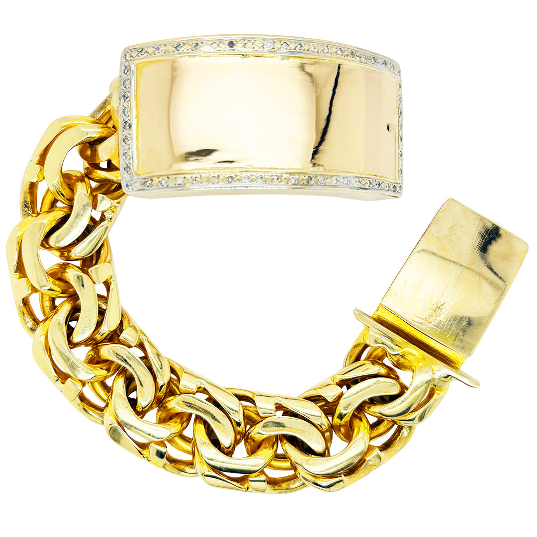 CHINO BRACELET WITH DIAMOND BORDER ON PLAIN PLATE ED029920