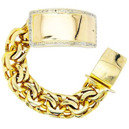 CHINO BRACELET WITH DIAMOND BORDER ON PLAIN PLATE ED029920