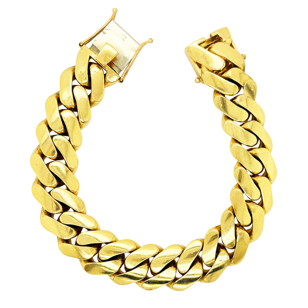 SOLID MIAMI CUBAN BRACELET WITH RHODIUM DIAMOND CUTS 132.20 GM