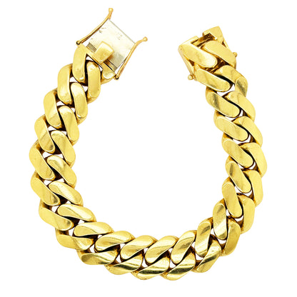 SOLID MIAMI CUBAN BRACELET WITH RHODIUM DIAMOND CUTS ED13220