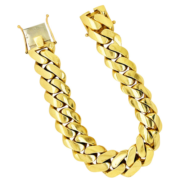 SOLID MIAMI CUBAN BRACELET WITH RHODIUM DIAMOND CUTS ED13220