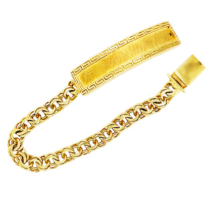 CHINO LINK BRACELET WITH GREEK KEY BORDER ON PLATE ED003720