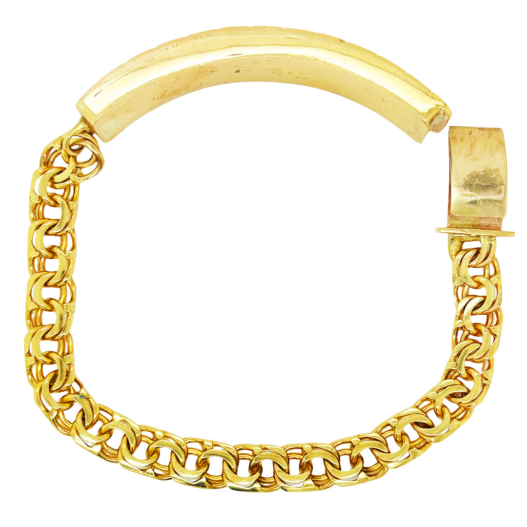 CHINO LINK BRACELET WITH GREEK KEY BORDER ON PLATE 26.90 GM