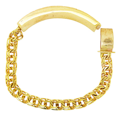 CHINO LINK BRACELET WITH GREEK KEY BORDER ON PLATE ED002690