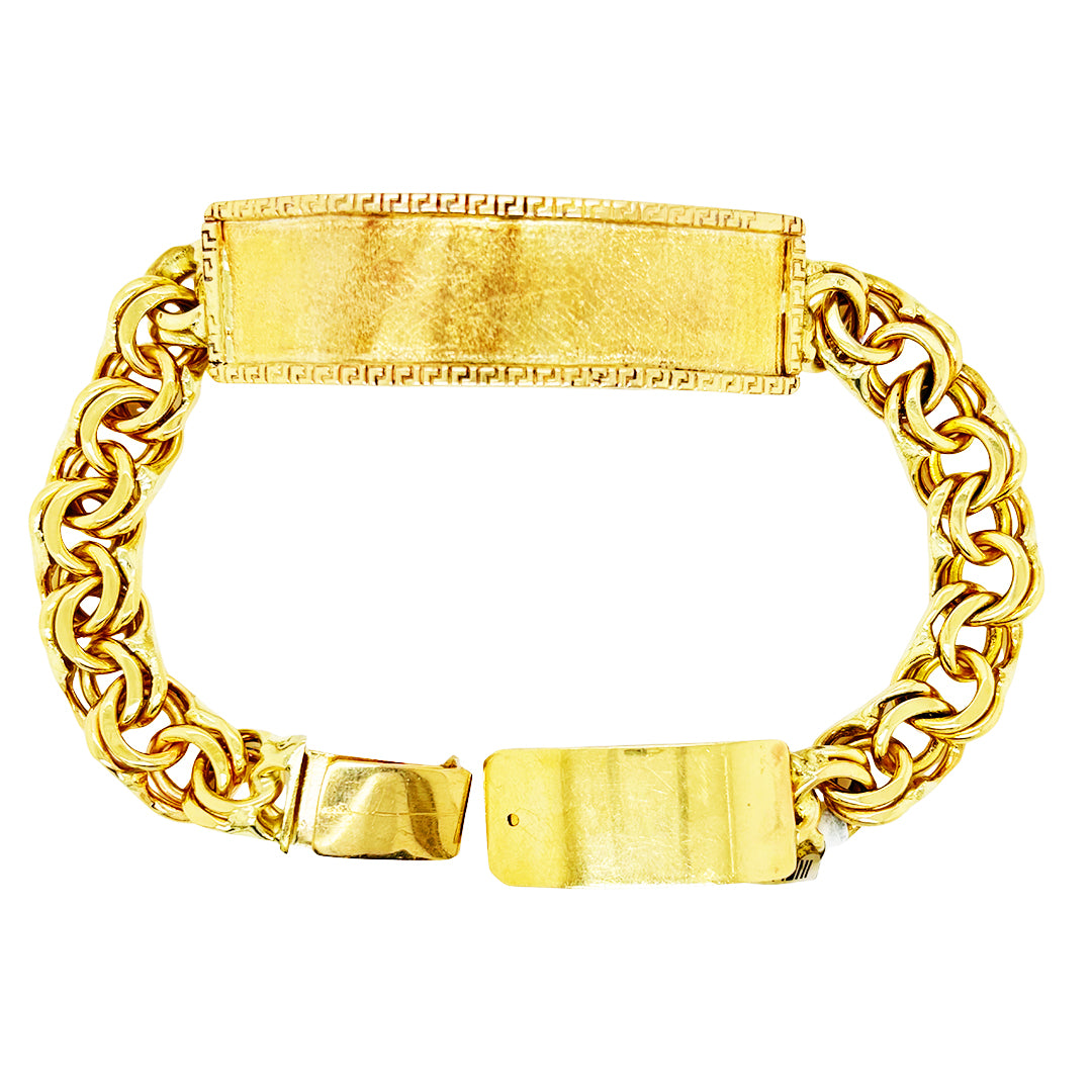 CHINO LINK BRACELET WITH GREEK KEY BORDER ON PLATE 60.00 GM