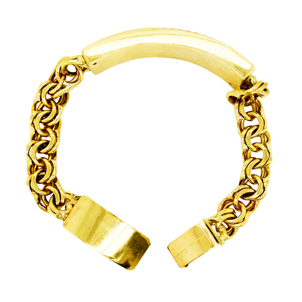 CHINO LINK BRACELET WITH GREEK KEY BORDER ON PLATE ED00060