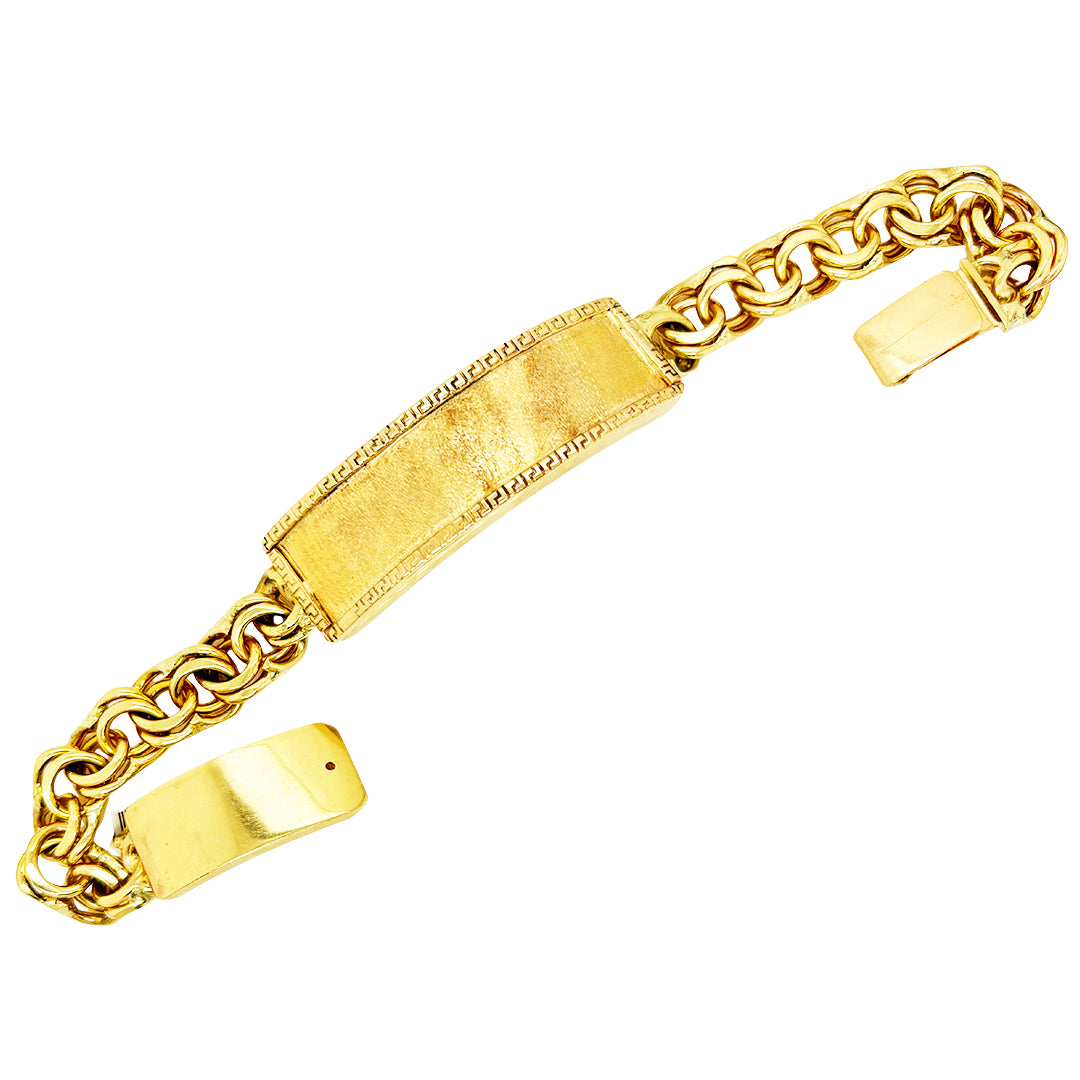 CHINO LINK BRACELET WITH GREEK KEY BORDER ON PLATE 60.00 GM