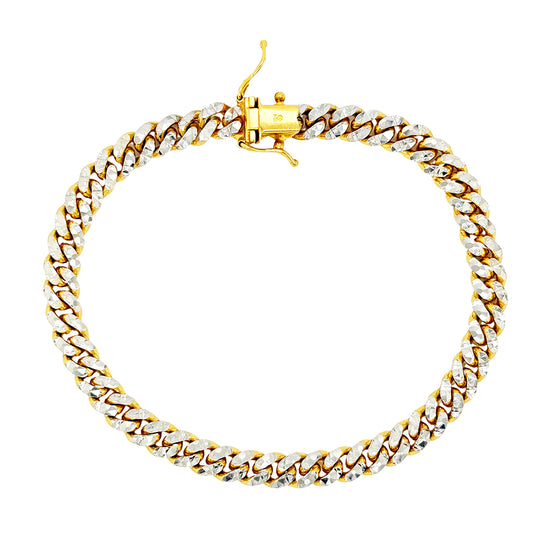 SOLID MIAMI CUBAN BRACELET WITH RHODIUM DIAMOND CUTS 19.60 GM