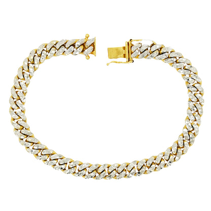 SOLID MIAMI CUBAN BRACELET WITH RHODIUM DIAMOND CUTS ED002490