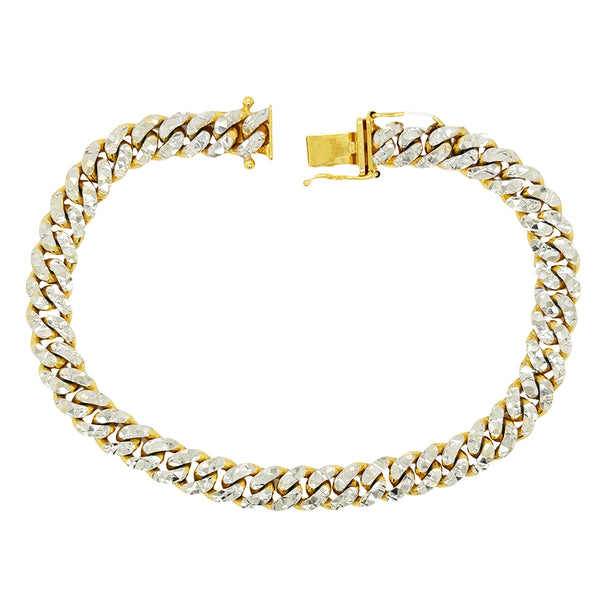 SOLID MIAMI CUBAN BRACELET WITH RHODIUM DIAMOND CUTS ED002490
