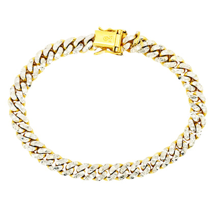 SOLID MIAMI CUBAN BRACELET WITH RHODIUM DIAMOND CUTS ED002490
