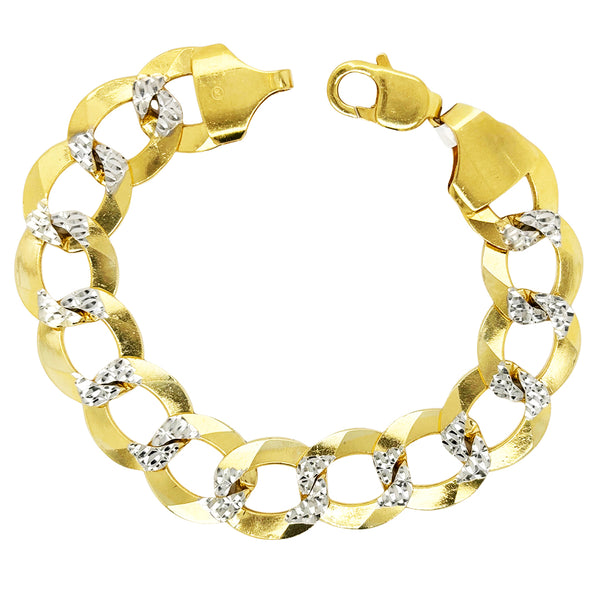 SOLID MIAMI CUBAN BRACELET WITH RHODIUM DIAMOND CUTS ED004150