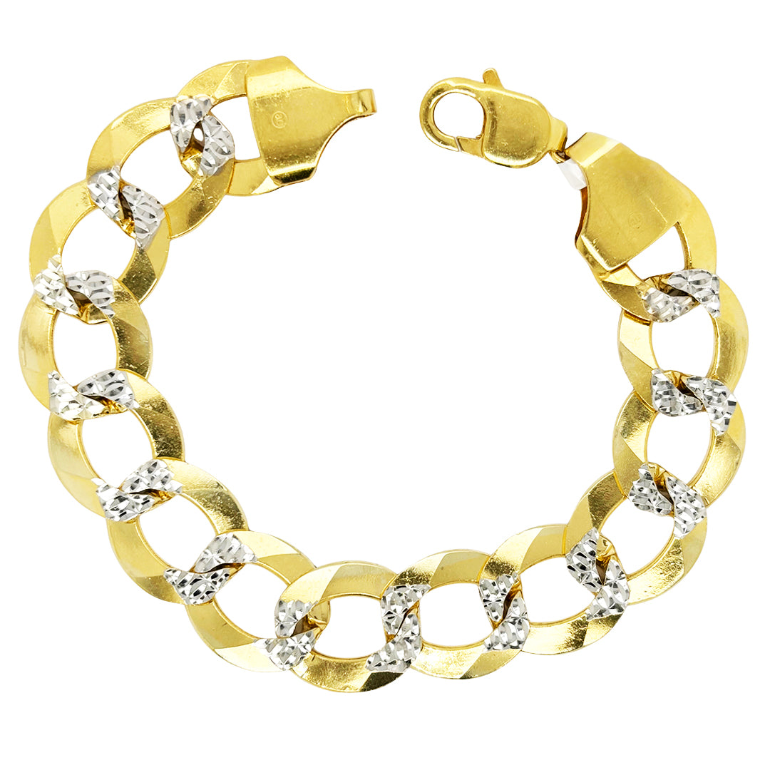 SOLID MIAMI CUBAN BRACELET WITH RHODIUM DIAMOND CUTS 41.50 GM