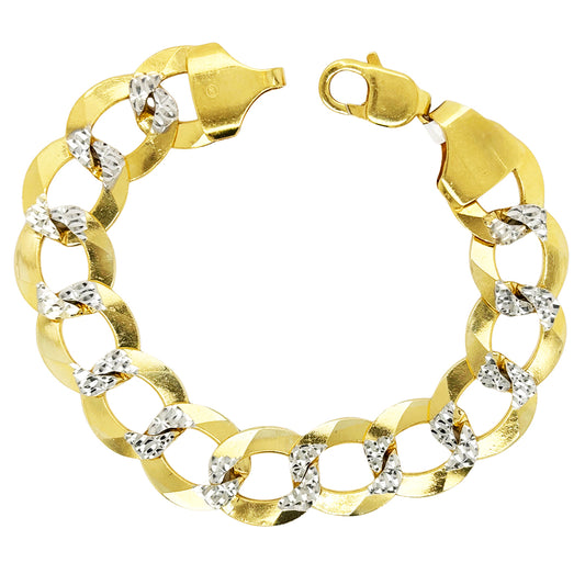 SOLID MIAMI CUBAN BRACELET WITH RHODIUM DIAMOND CUTS 41.50 GM