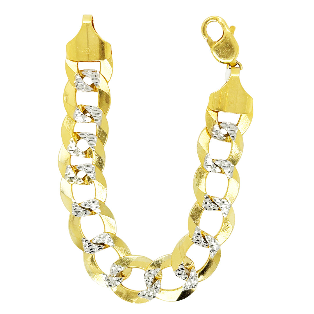 SOLID MIAMI CUBAN BRACELET WITH RHODIUM DIAMOND CUTS 41.50 GM