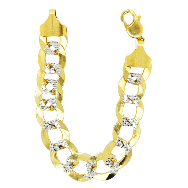 SOLID MIAMI CUBAN BRACELET WITH RHODIUM DIAMOND CUTS ED004150