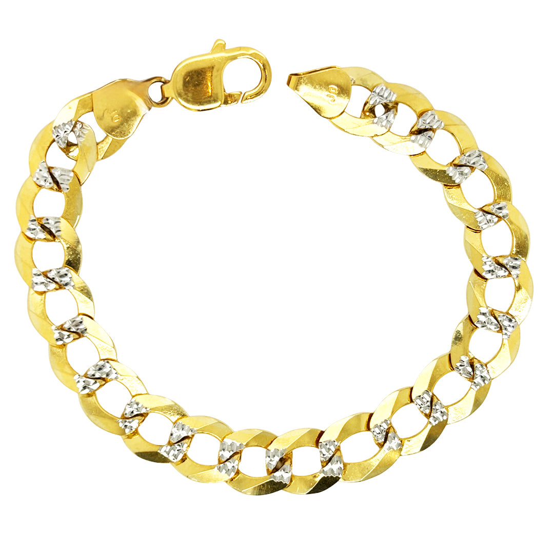 SOLID CUBAN BRACELET WITH RHODIUM DIAMOND CUTS 23.30 GM