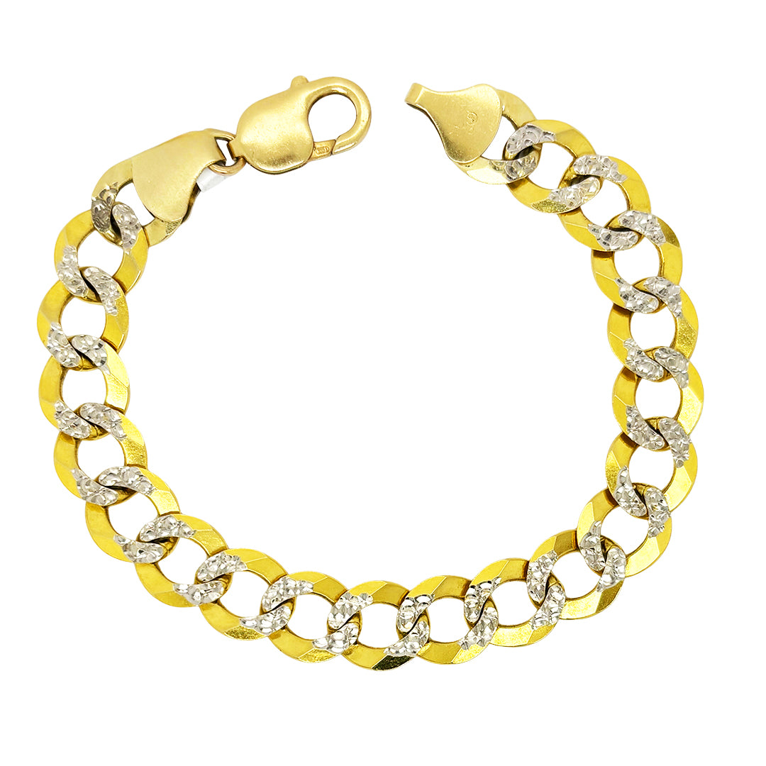 SOLID CUBAN BRACELET WITH RHODIUM DIAMOND CUTS ED002270