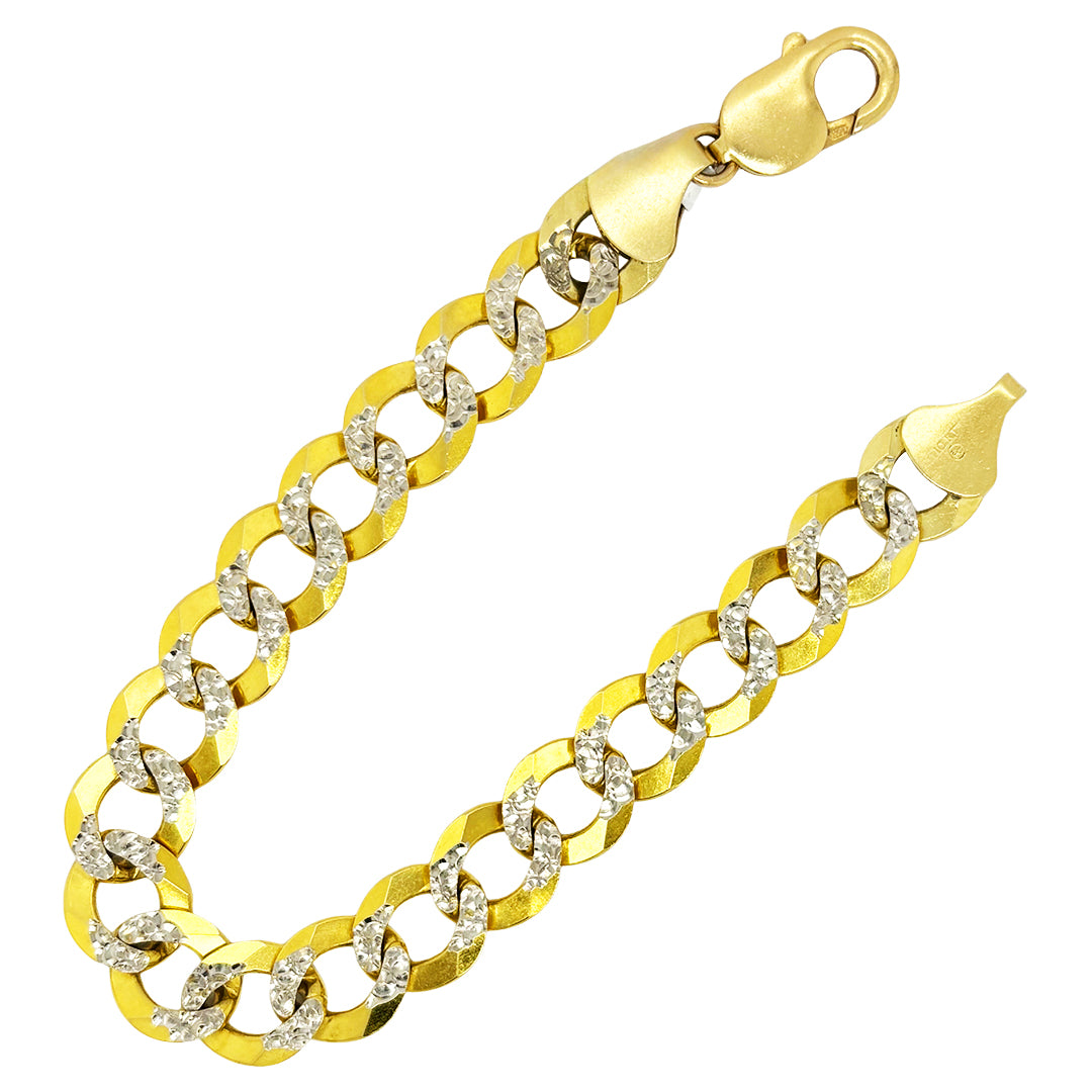 SOLID CUBAN BRACELET WITH RHODIUM DIAMOND CUTS ED002270