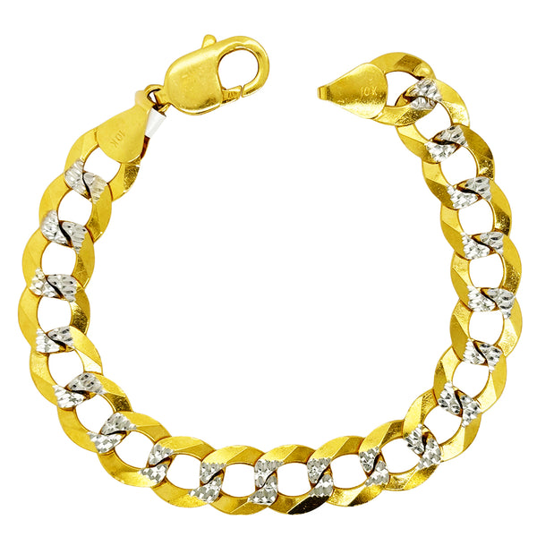 SOLID CUBAN BRACELET WITH RHODIUM DIAMOND CUTS ED002170
